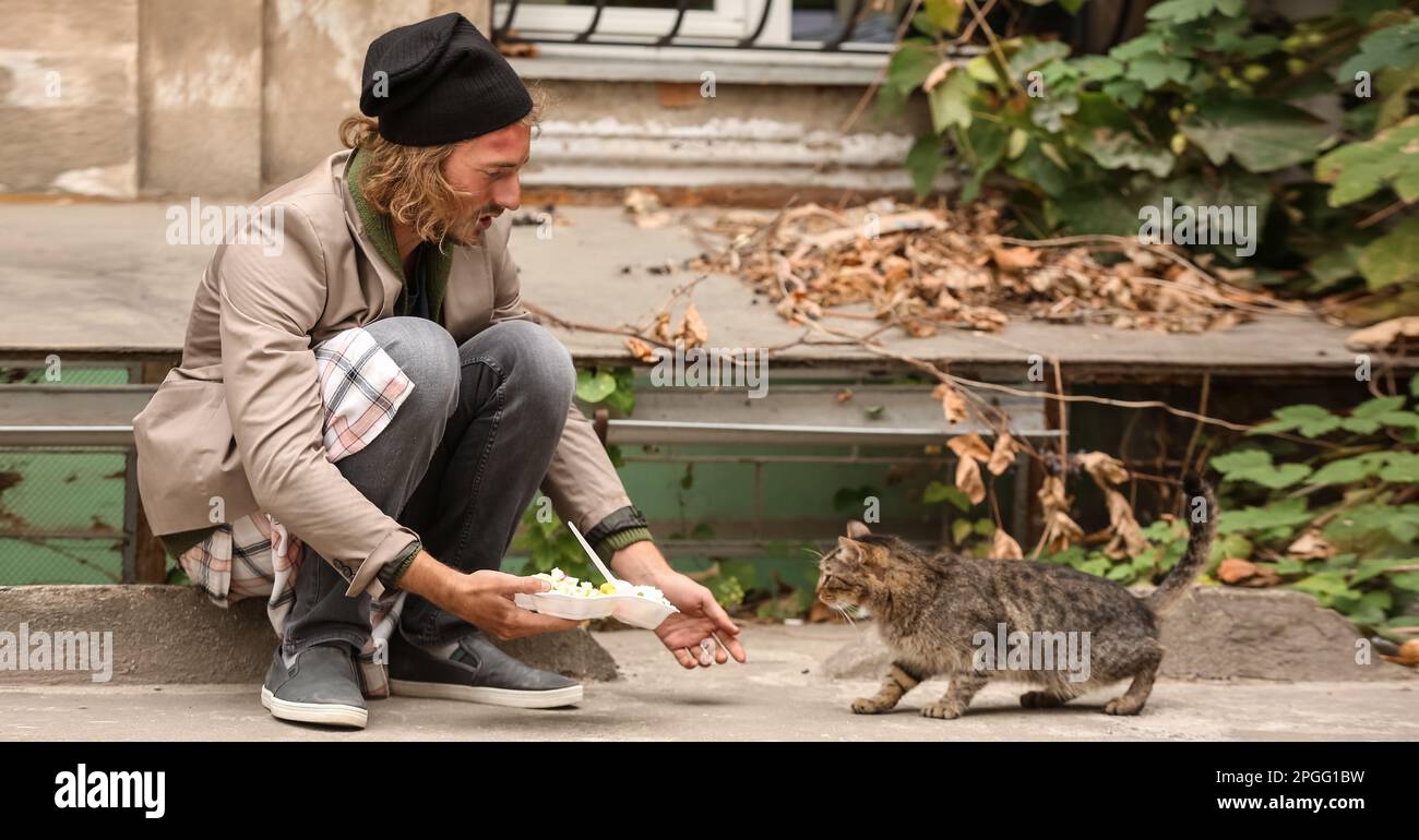 homeless with a cat