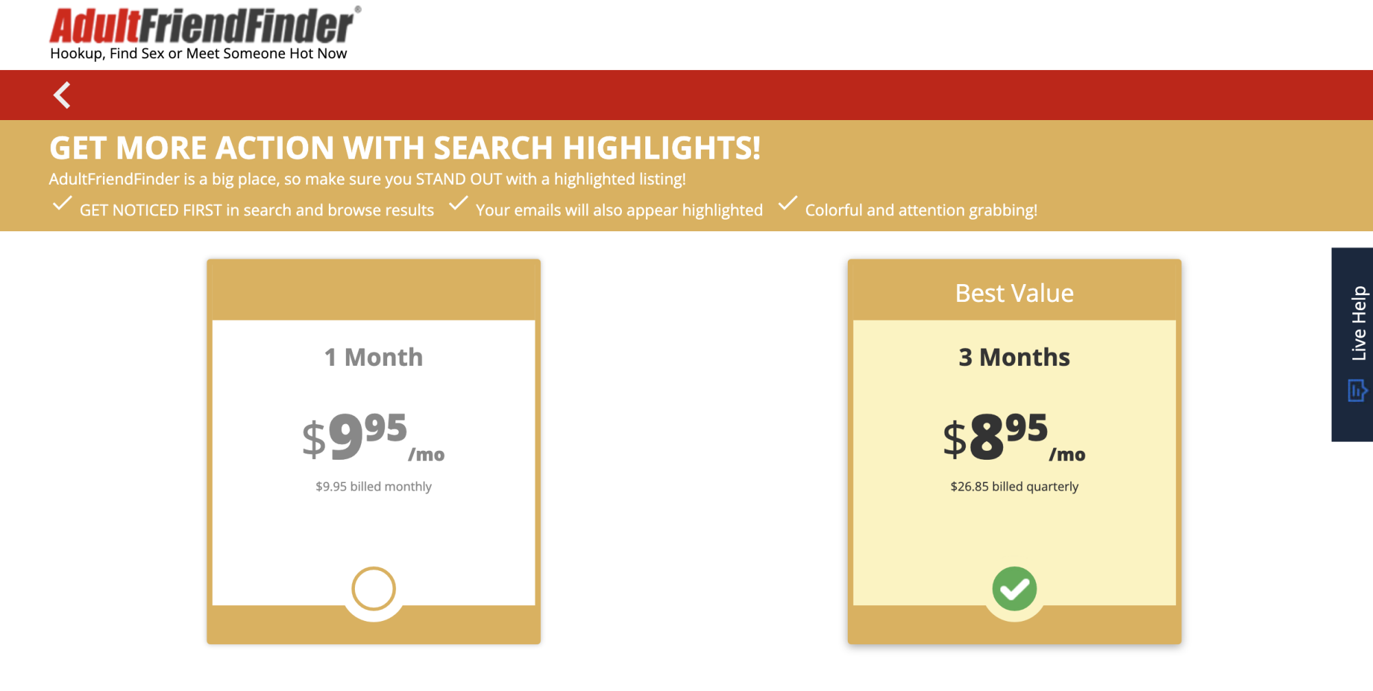 adult friend finder price