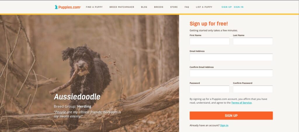 puppies.com sign in