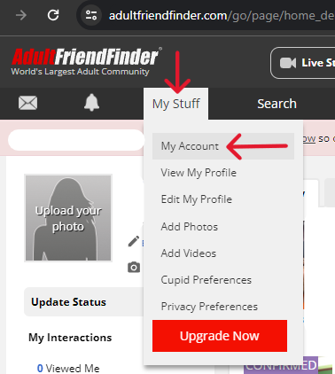 adult friend finder account