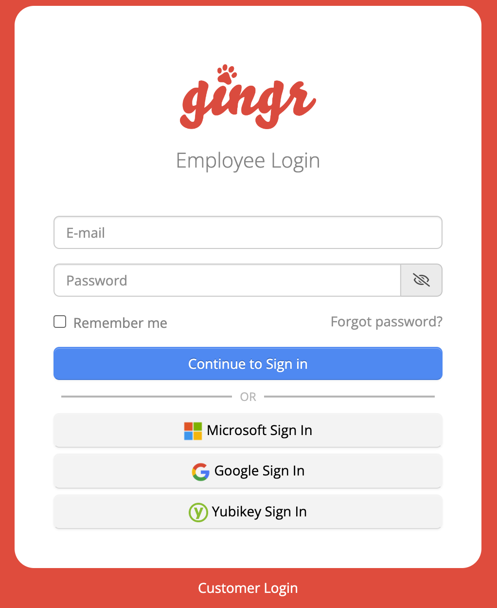 ginger login